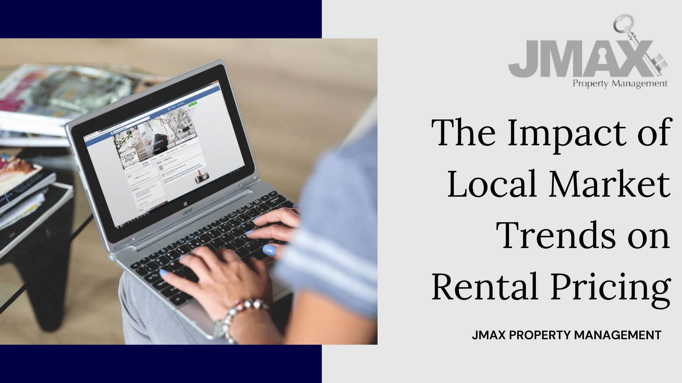 The Impact of Local Trends on Rental Pricing next to a Woman Typing on a computer